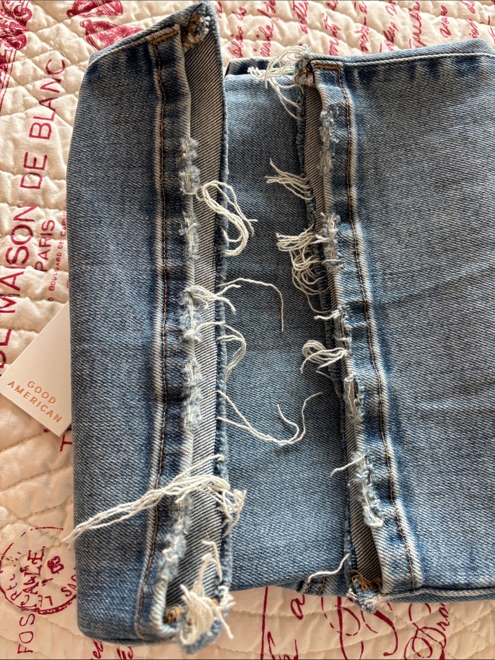 Good American Medium Wash Distressed Crop Mini Boot Jeans SIZE 18 - Picture 9 of 12